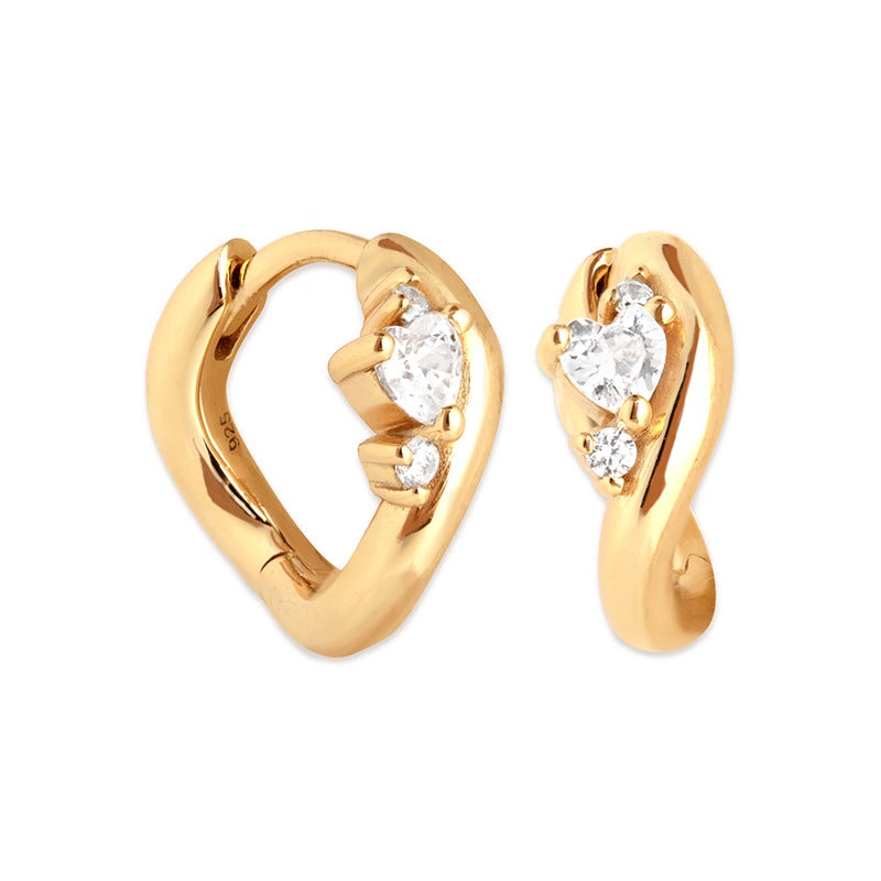 JUSSAN Heart Pave Sterling Silver Earrings