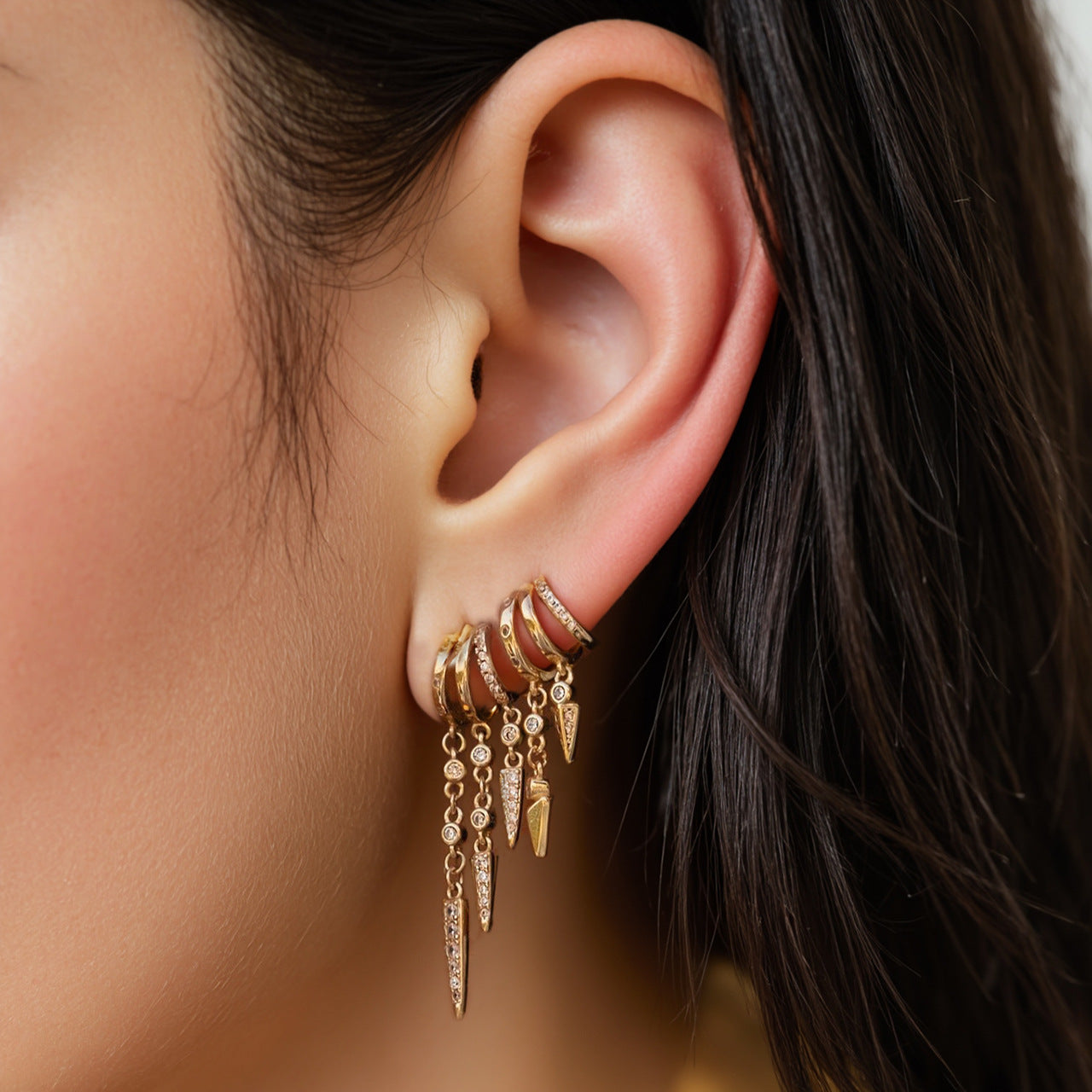 JUSSAN Studded Pave Silver Earrings