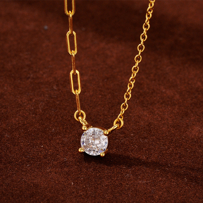 JUSSAN Pave Minimal Luxe Sterling Silver Necklace