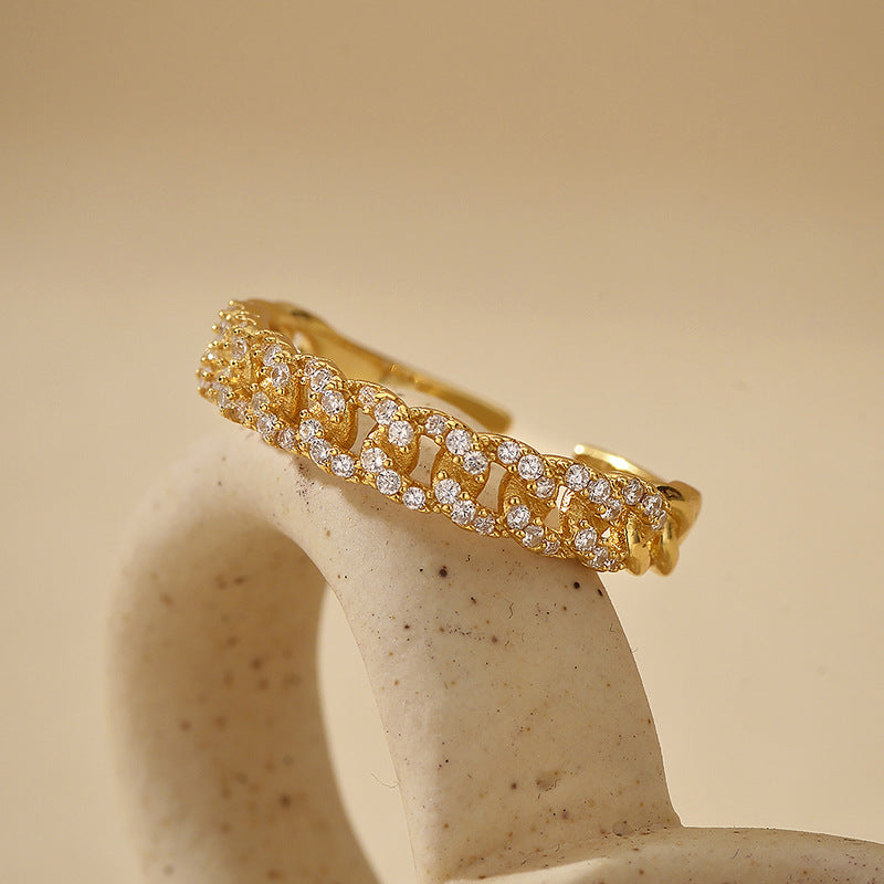 JUSSAN Floral Pave Luxe Sterling Silver Ring