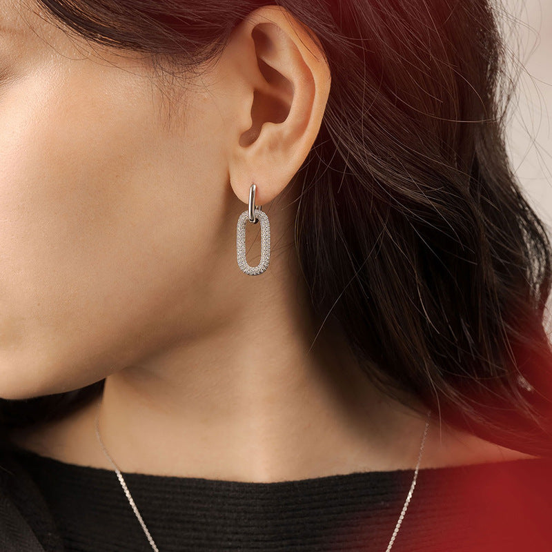 JUSSAN Pave Ear Cuff Sterling Silver Earrings