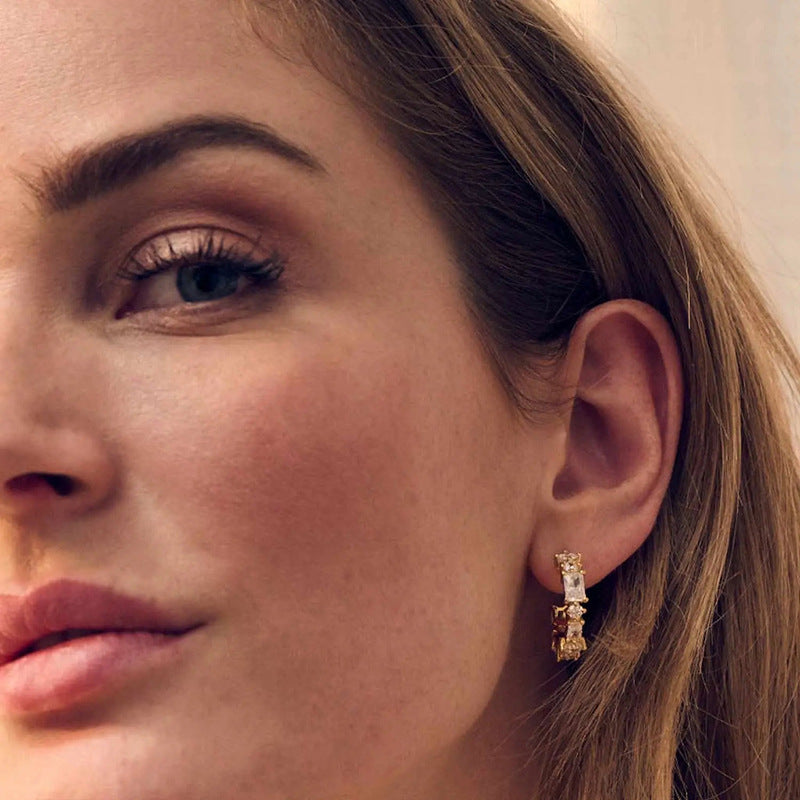 JUSSAN Pave Hoop Luxe Sterling Silver Earrings