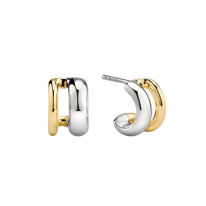 JUSSAN Layered Hoop Sterling Silver Earrings