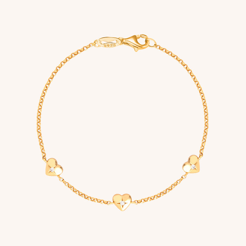 JUSSAN Heart Pave Minimal Sterling Silver Bracelet
