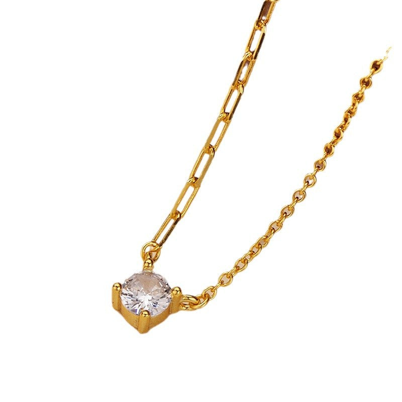 JUSSAN Pave Minimal Luxe Sterling Silver Necklace