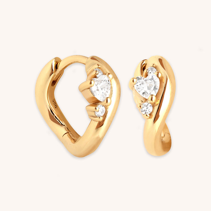 JUSSAN Heart Pave Sterling Silver Earrings