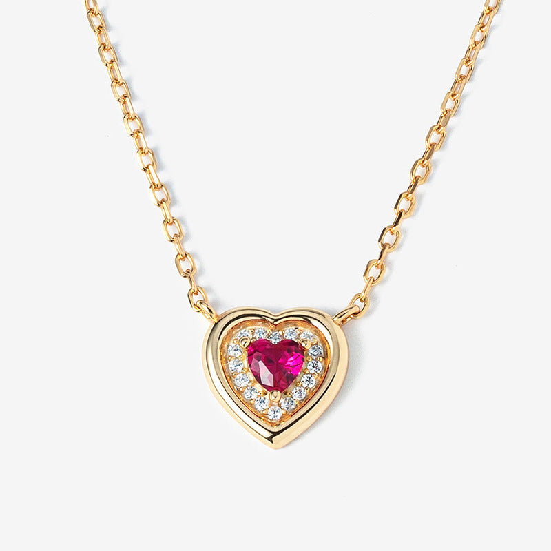 JUSSAN Teardrop Heart Pave Sterling Silver Necklace