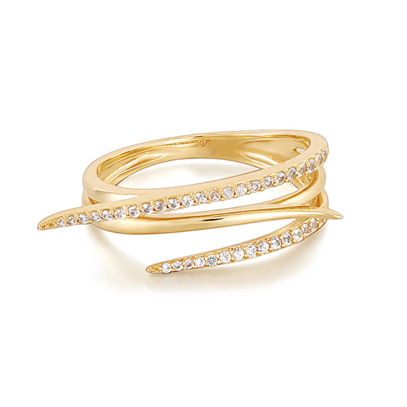 JUSSAN Pave Minimal Sterling Silver Ring