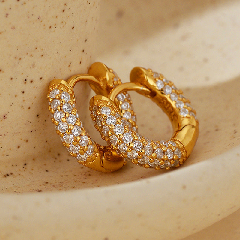 JUSSAN Pave Hoop Sterling Silver Earrings