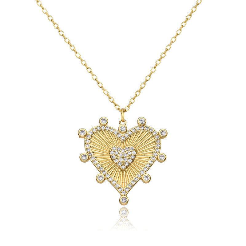 JUSSAN Heart Pave Minimal Sterling Silver Necklace