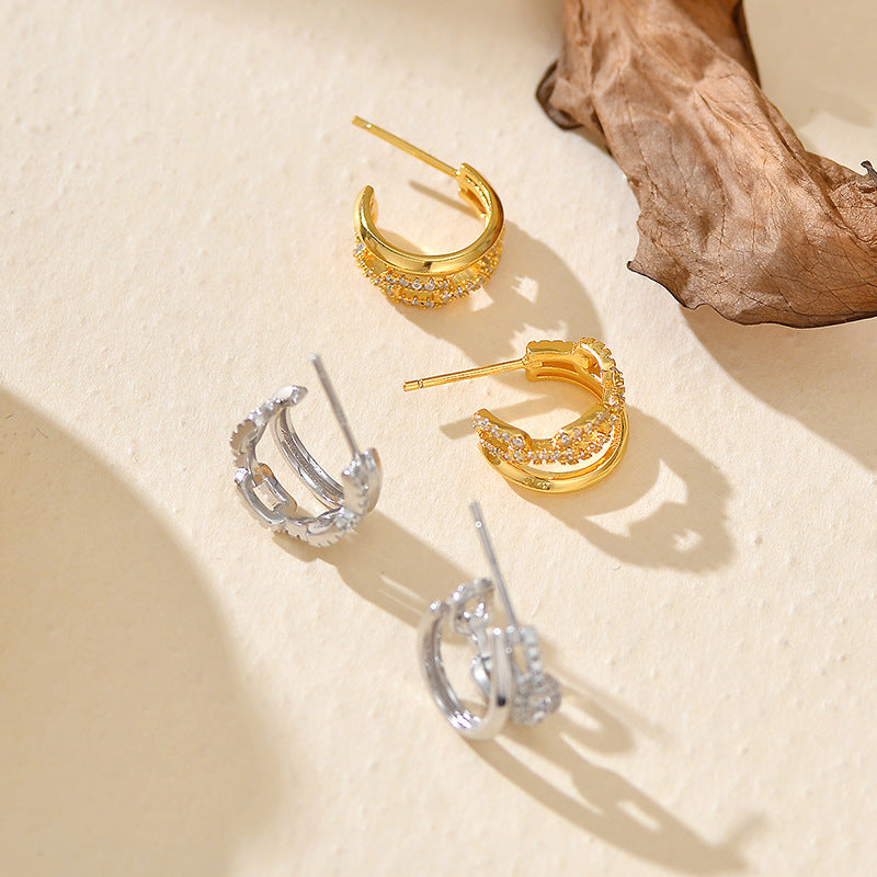 JUSSAN Pave Luxe Sterling Silver Earrings