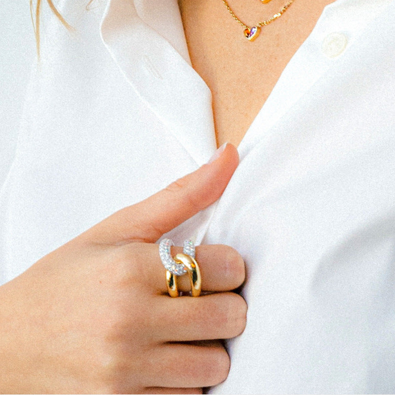 JUSSAN Cross Pave Minimal Sterling Silver Ring