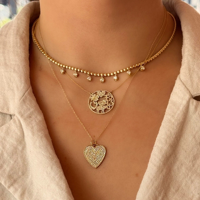 JUSSAN Heart Pave Luxe Sterling Silver Necklace