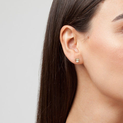 JUSSAN Floral Pave Luxe Sterling Silver Earrings