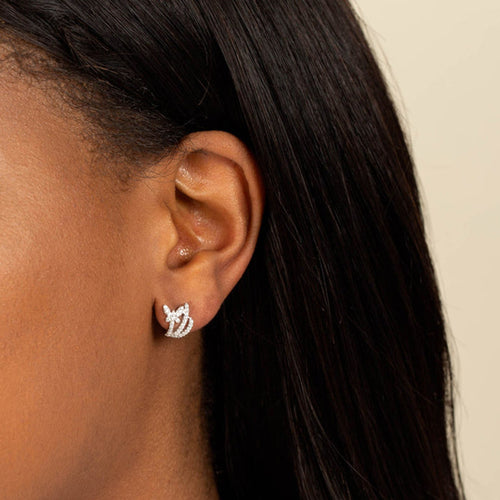 JUSSAN Butterfly Pave Luxe Sterling Silver Earrings