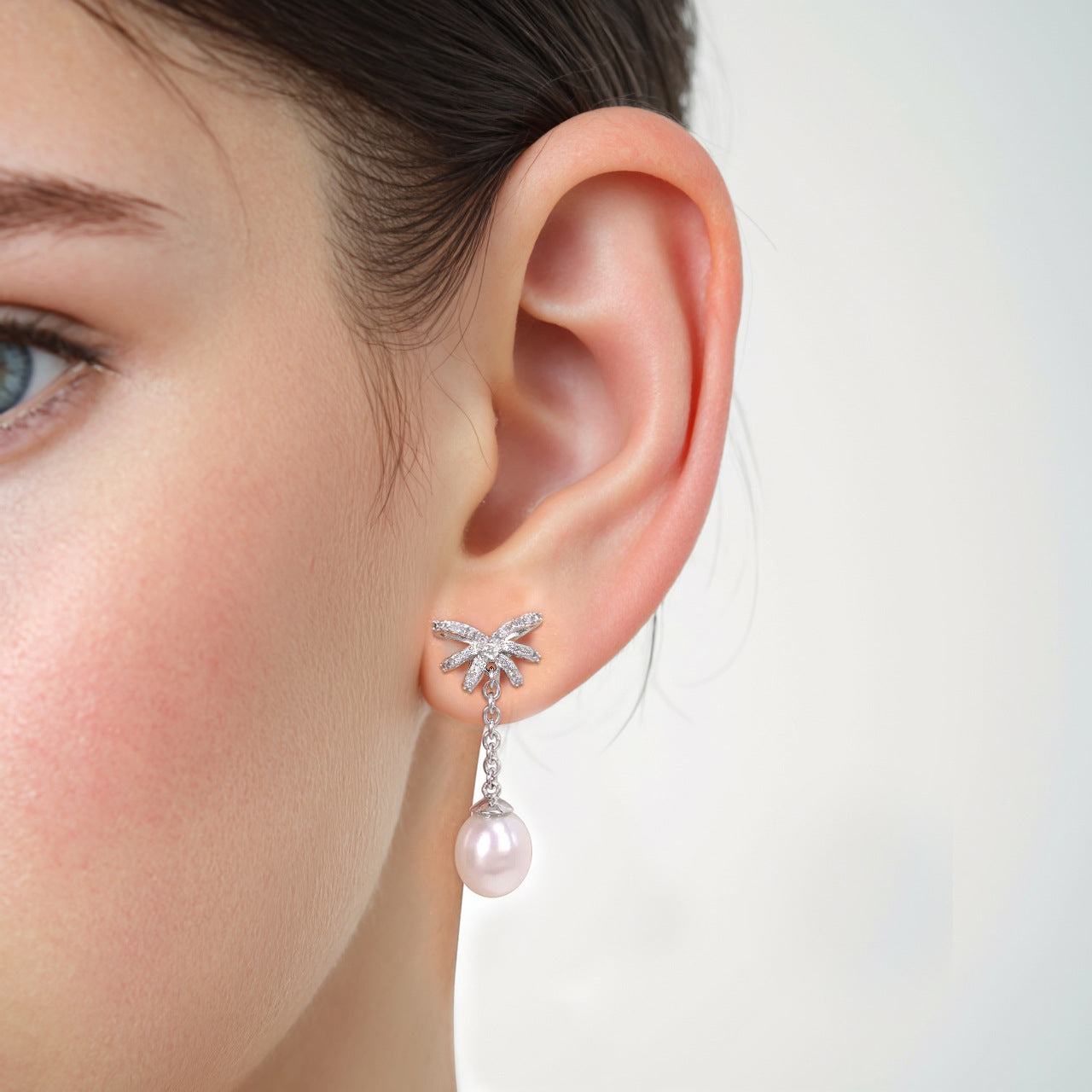 JUSSAN Butterfly Pave Sterling Silver Earrings