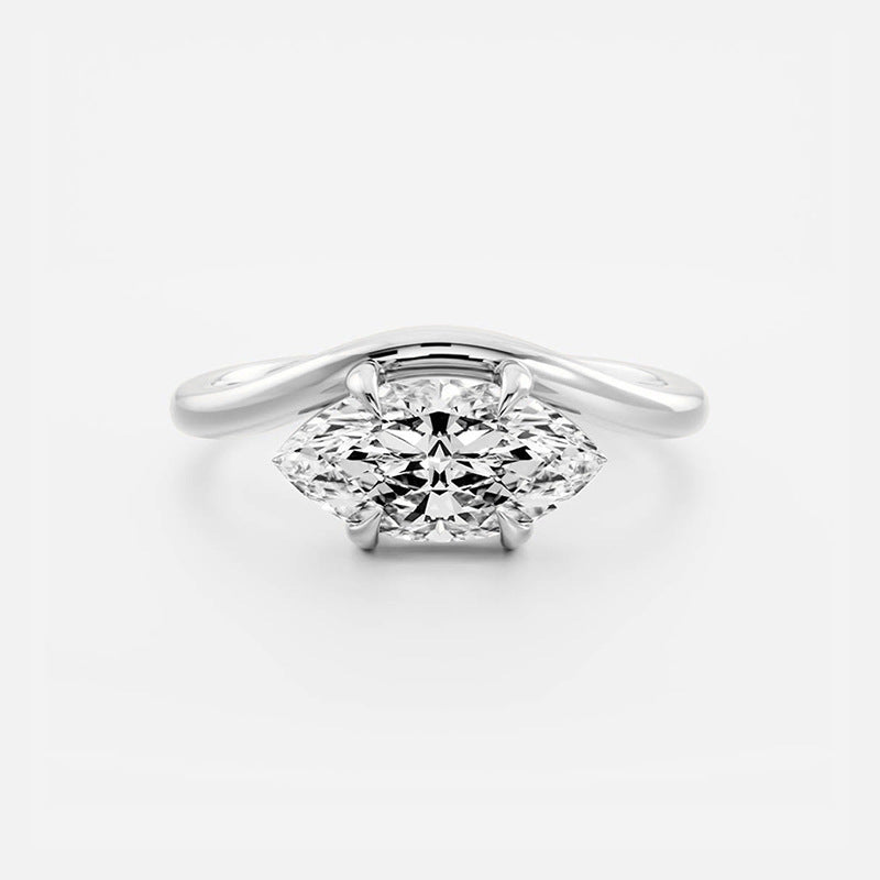 JUSSAN Teardrop Pave Minimal Sterling Silver Ring