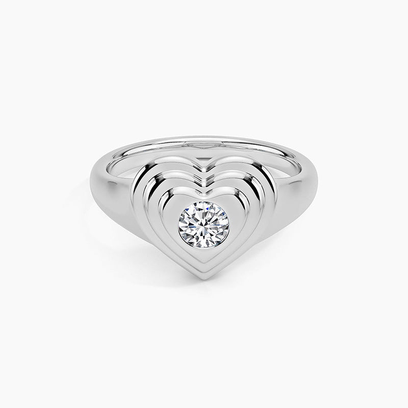 JUSSAN Heart Pave Minimal Sterling Silver Ring