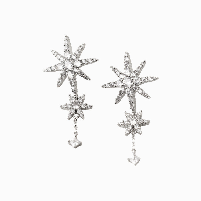 JUSSAN Star Pave Luxe Sterling Silver Earrings