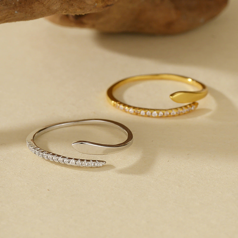 JUSSAN Serpent Pave Sterling Silver Ring