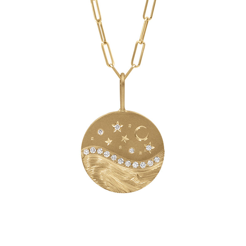 JUSSAN Star Moon Pave Sterling Silver Necklace