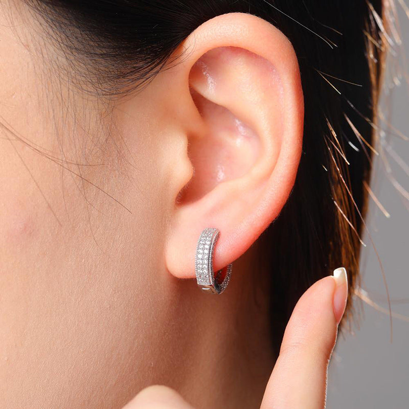 JUSSAN Pave Hoop Sterling Silver Earrings