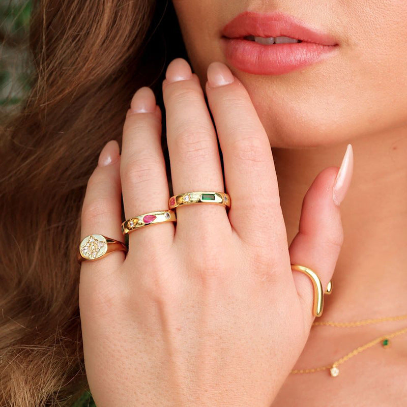 JUSSAN Teardrop Geometric Pave Sterling Silver Ring