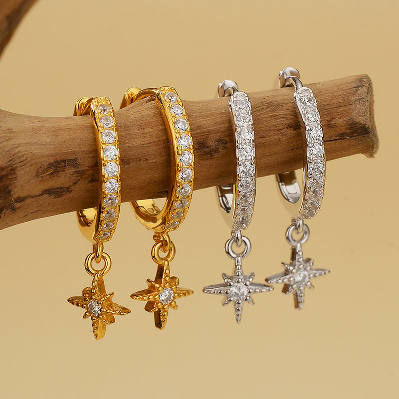 JUSSAN Star Pave Luxe Sterling Silver Earrings