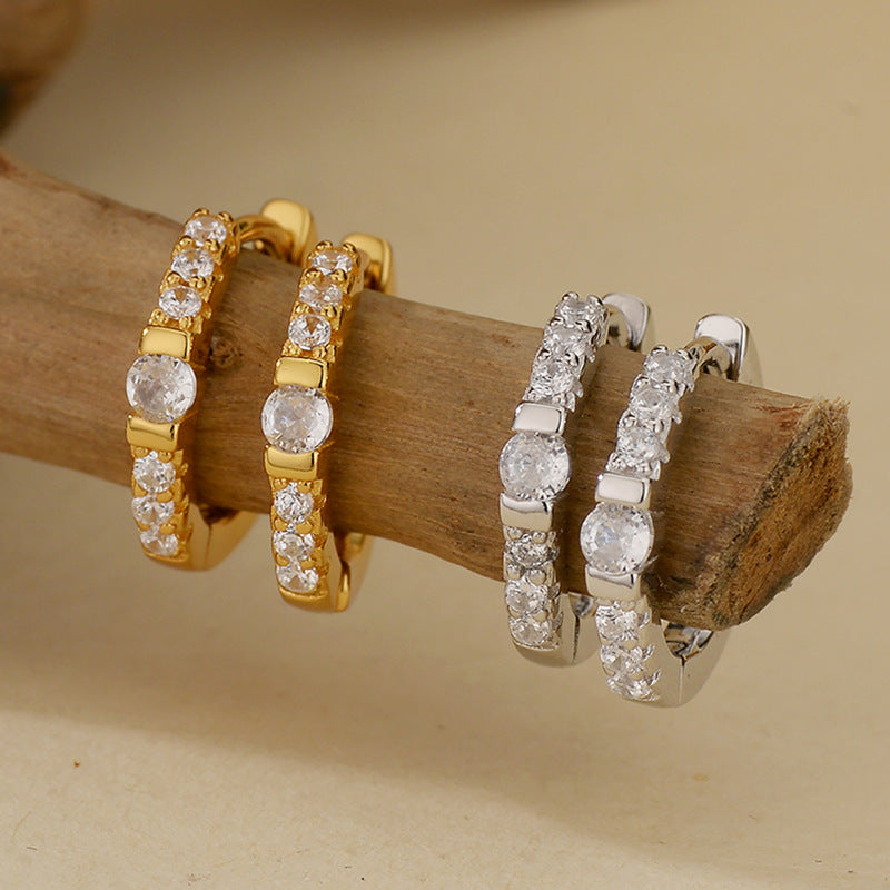 JUSSAN Pave Ear Cuff Sterling Silver Earrings
