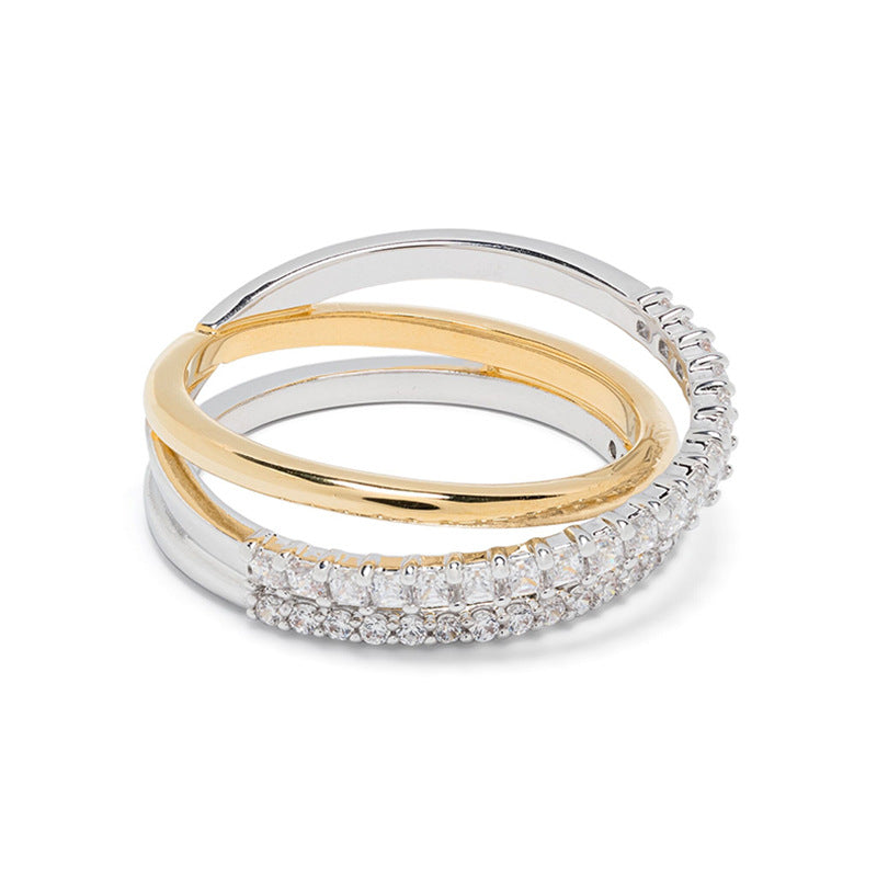 JUSSAN Cross Pave Sterling Silver Ring