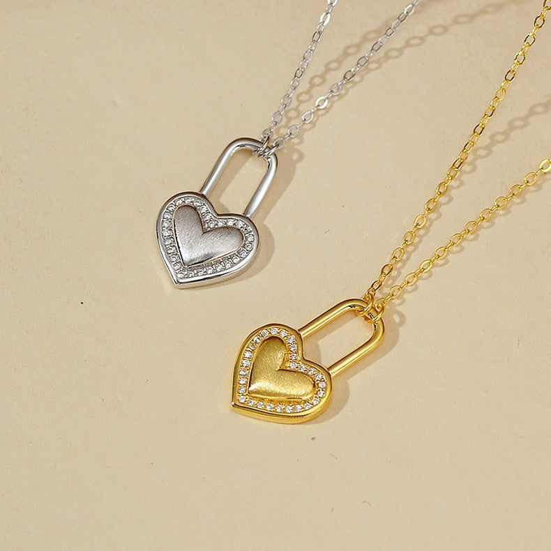 JUSSAN Heart Pave Sterling Silver Necklace