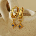 JUSSAN Star Pave Hoop Silver Earrings