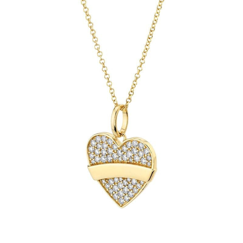JUSSAN Heart Pave Pendant Sterling Silver Necklace