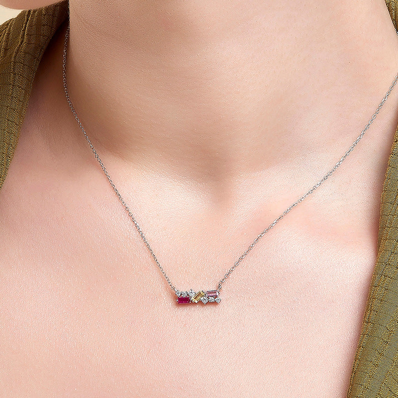 JUSSAN Pave Minimal Sterling Silver Necklace