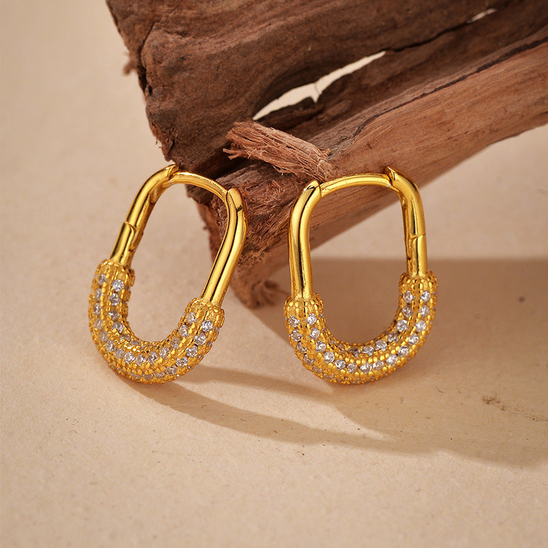 JUSSAN Pave Ear Cuff Sterling Silver Earrings