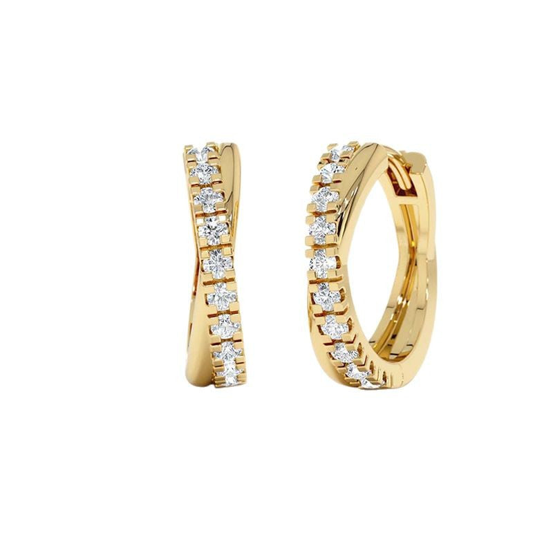 JUSSAN Crossline Pave Sterling Silver Earrings