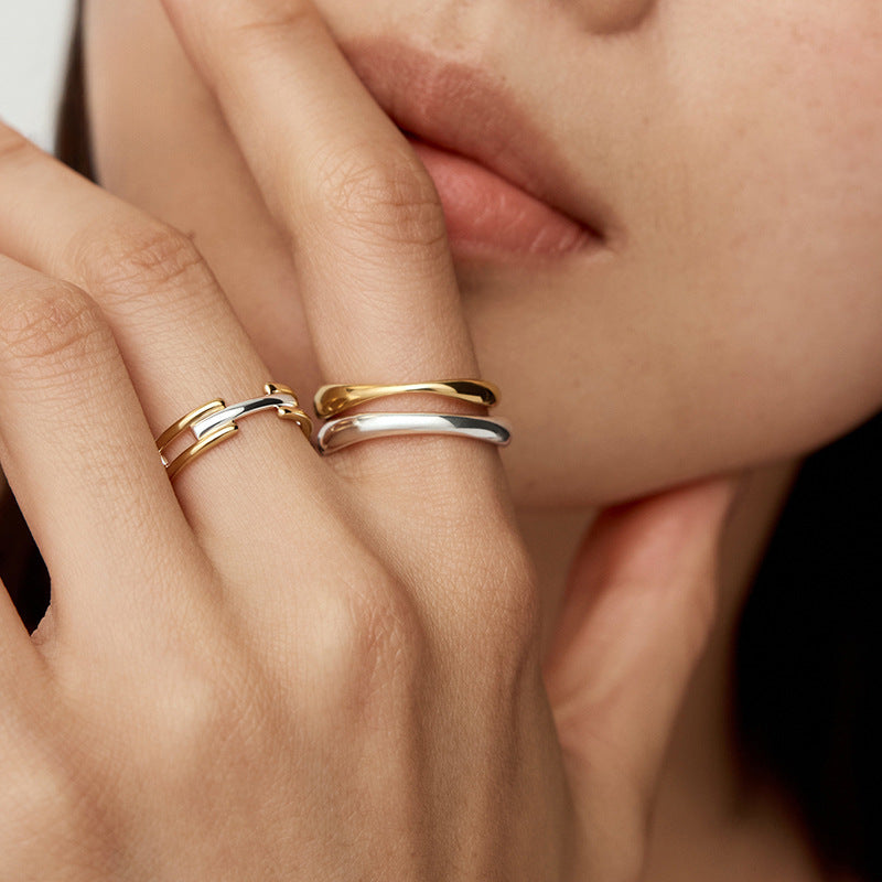 JUSSAN Crossline Hoop Sterling Silver Ring