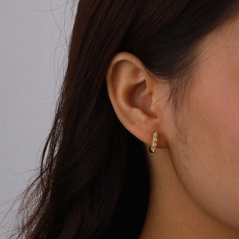 JUSSAN Studded Hoop Luxe Silver Earrings
