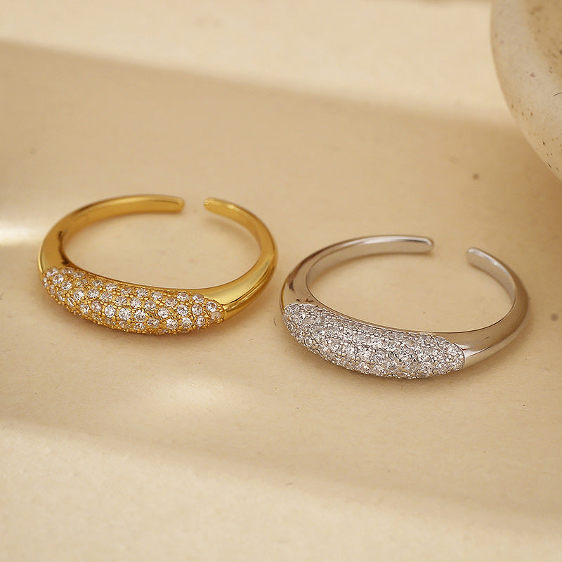 JUSSAN Pave Minimal Sterling Silver Ring