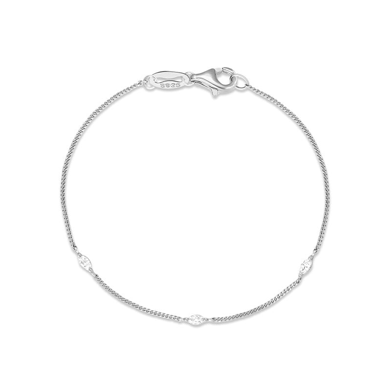 JUSSAN Pave Minimal Luxe Silver Bracelet
